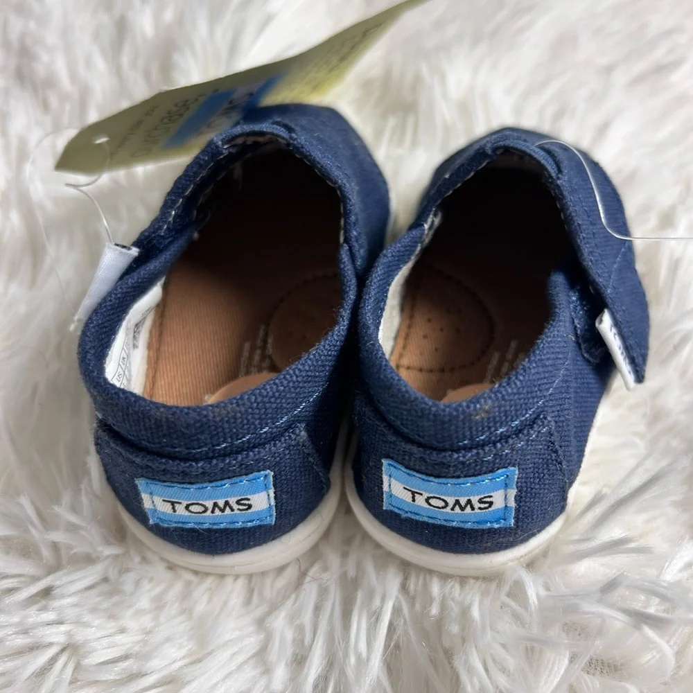 TOMS Kids Baby Boys Navy Blue Canvas Tiny Classic